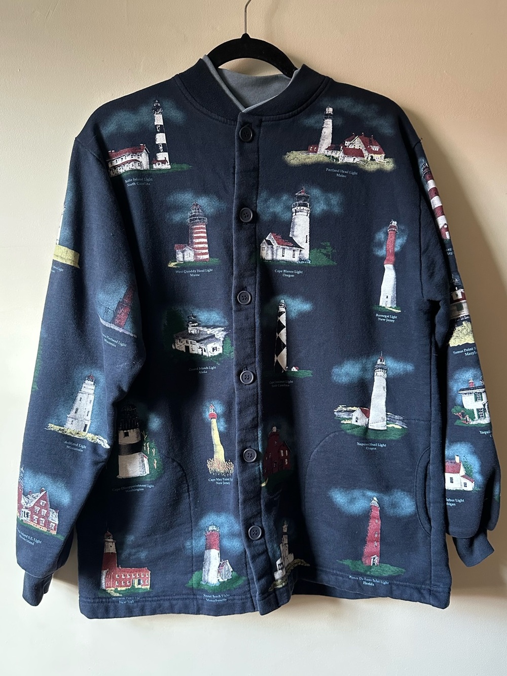 Vintage Lighthouse All Over Graphic Sweatshirt United States Art Unlimited